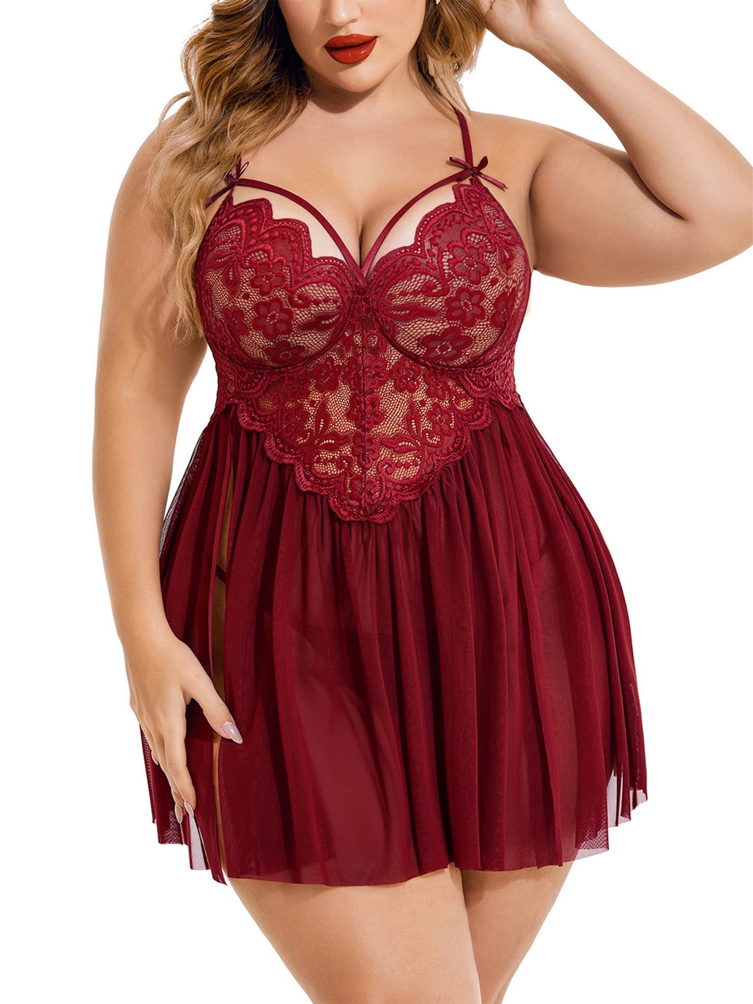 Crimson Bloom Babydoll - Velvotic